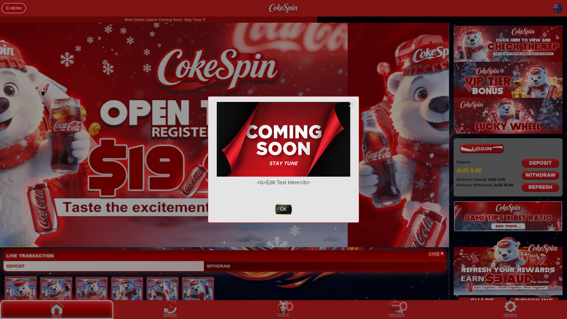 website screenshot of https://cokespin.org/
