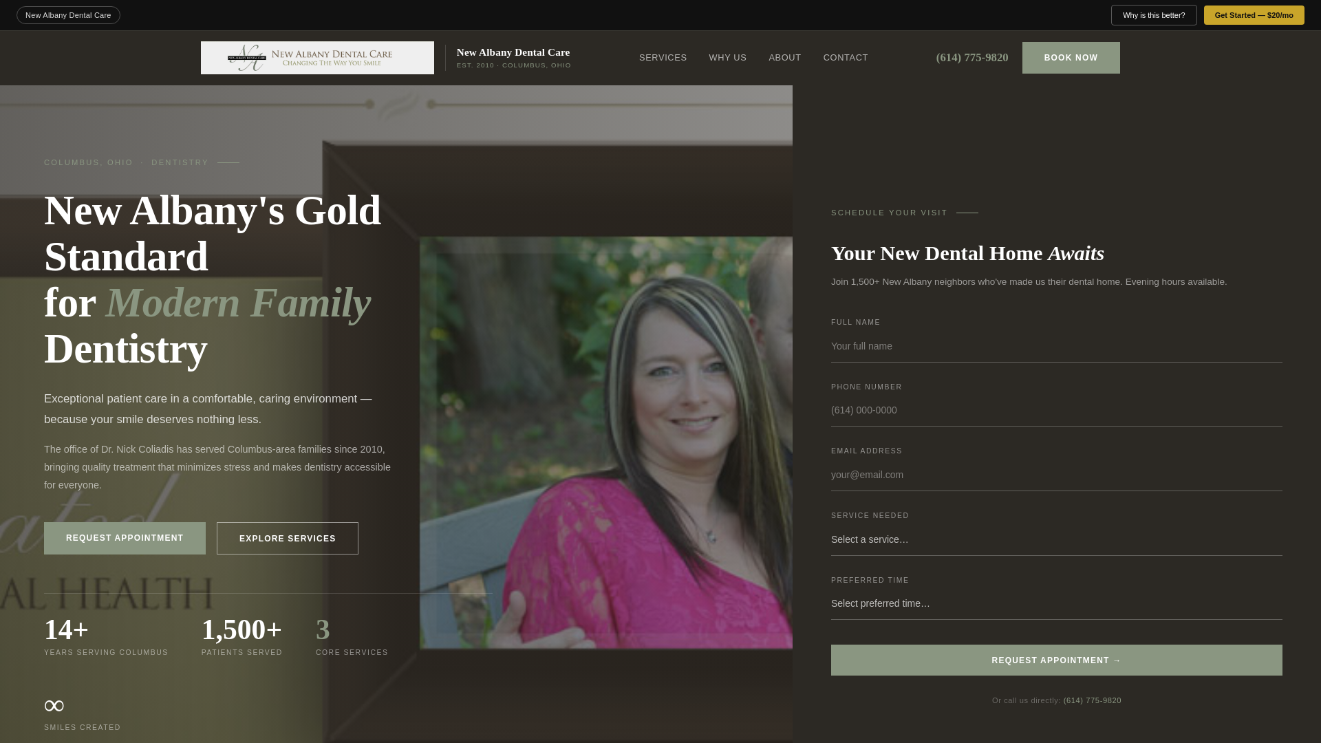 website screenshot of https://freshfacing-new-albany-dental.pages.dev/