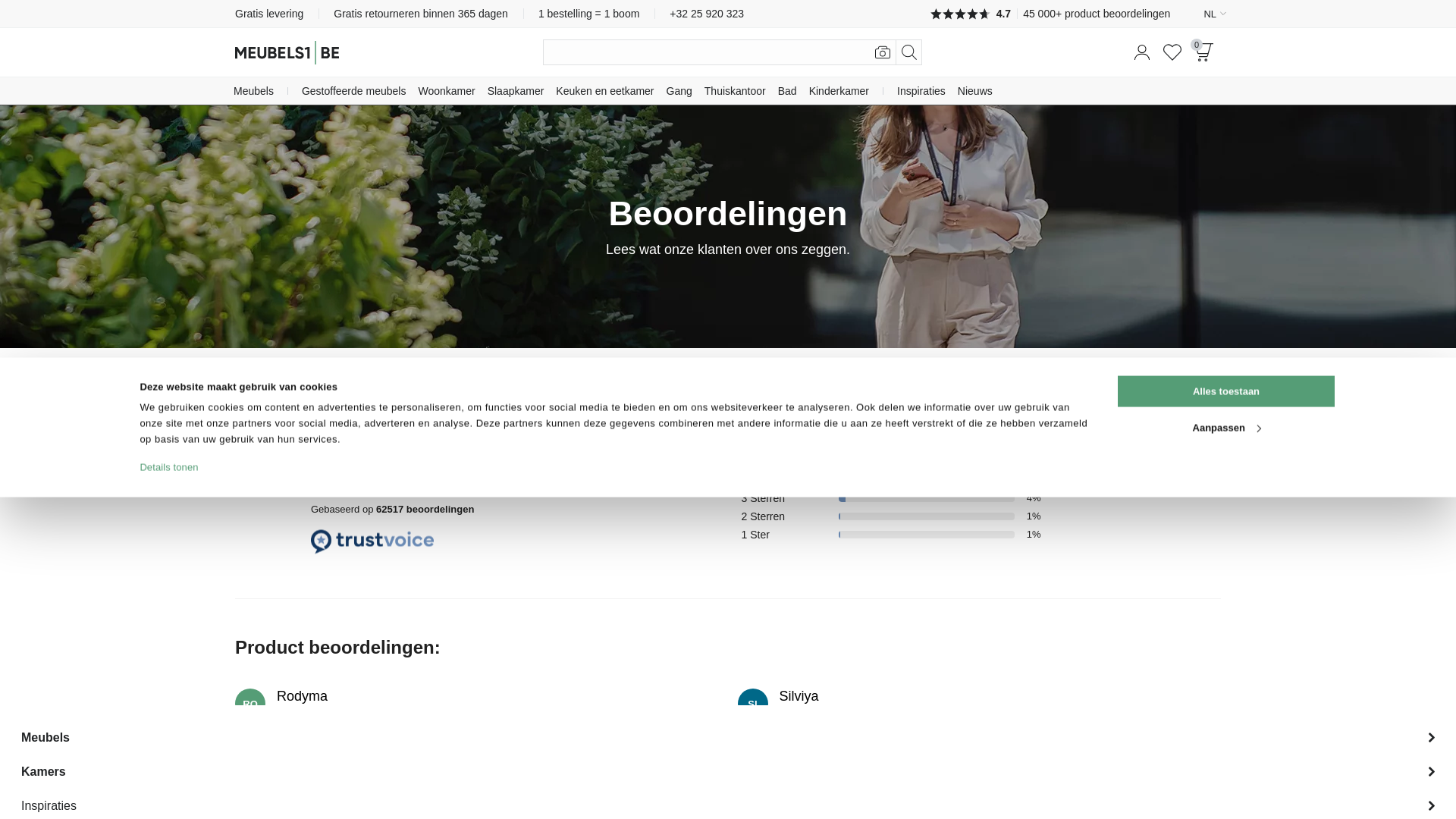 website screenshot of https://www.meubels1.be/beoordelingen