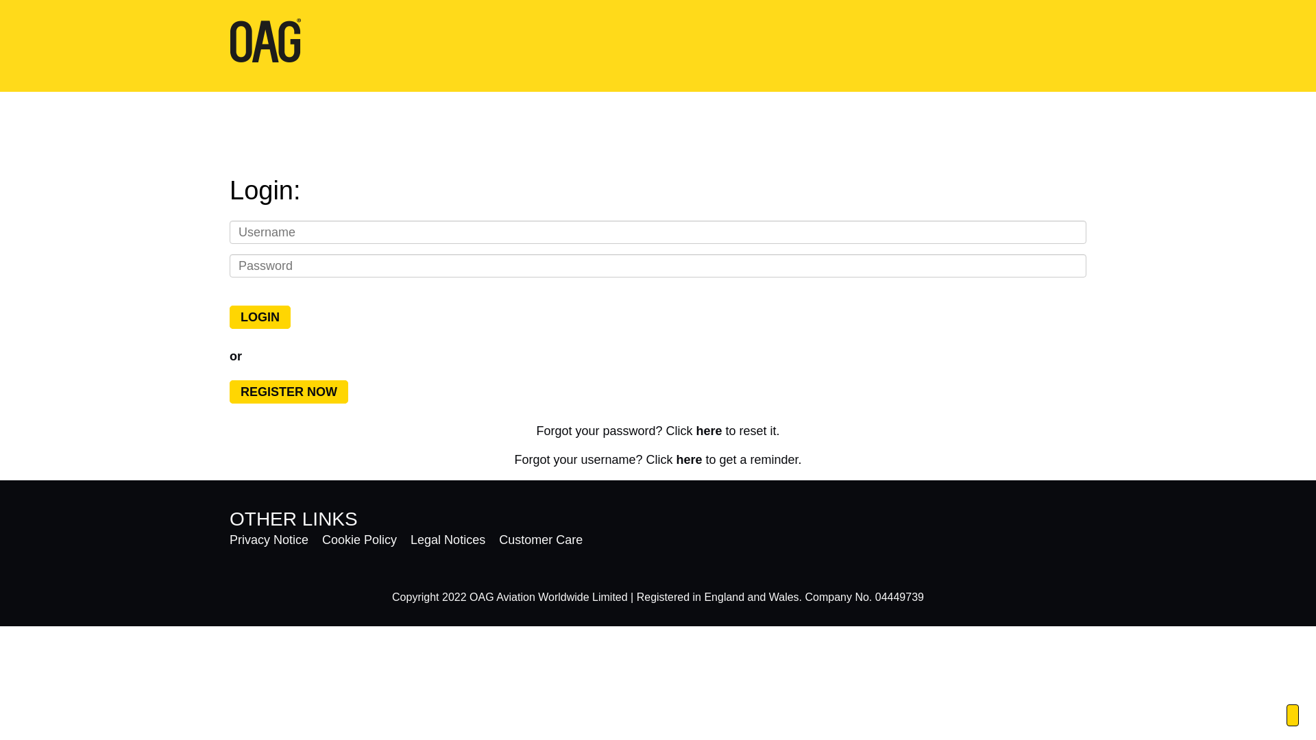 website screenshot of https://oag-aviation.my.site.com/oagaviation/IdentityLoginPage