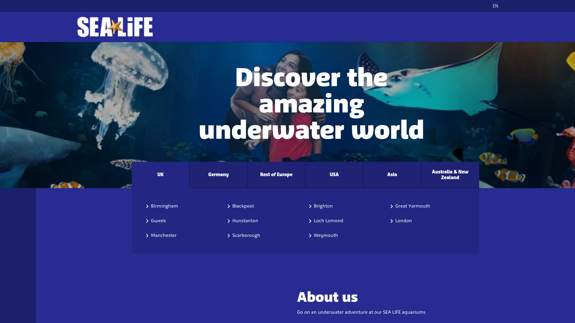 website screenshot of https://www.visitsealife.com/