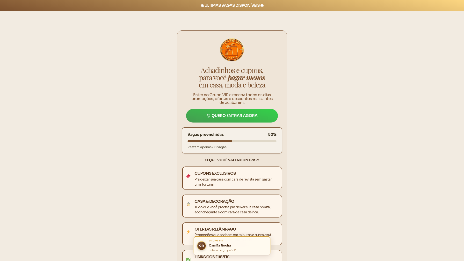 website screenshot of https://descontaotodahora.com.br