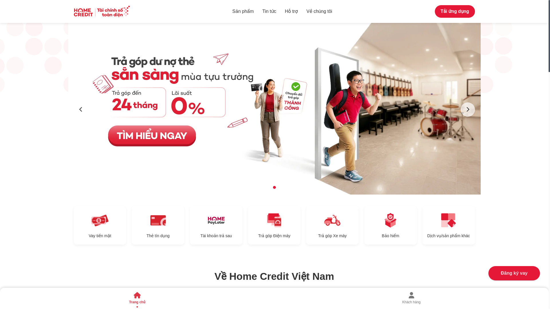 website screenshot of https://vayhomecredit-finace.com/