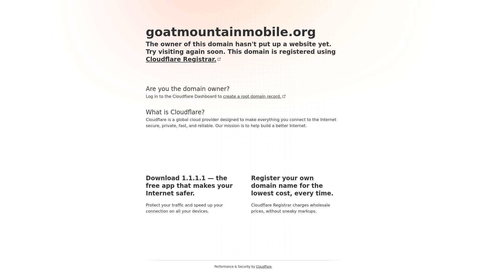 website screenshot of https://goatmountainmobile.org/