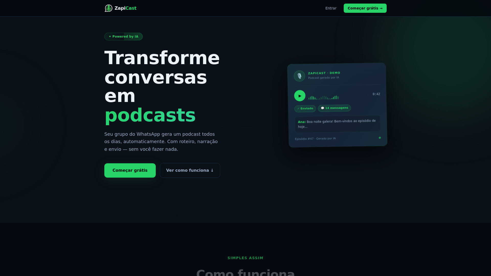 website screenshot of https://zapicast.com/