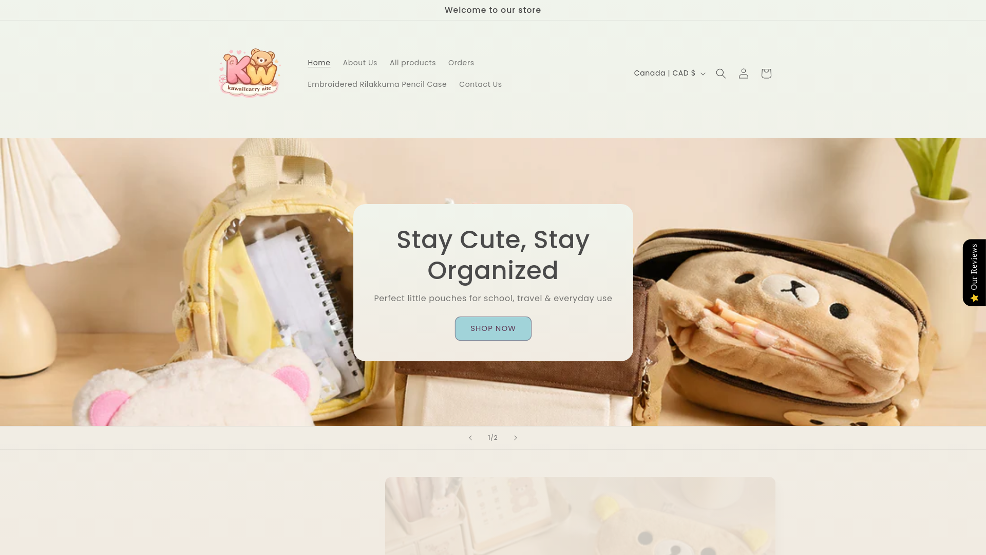 website screenshot of https://kawaiicarry.site/