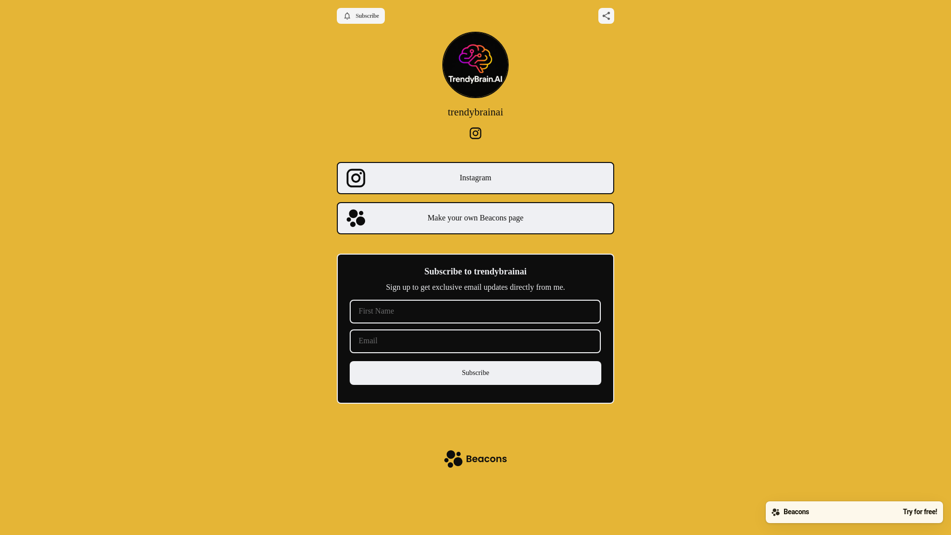 website screenshot of https://trendybrainai.com/