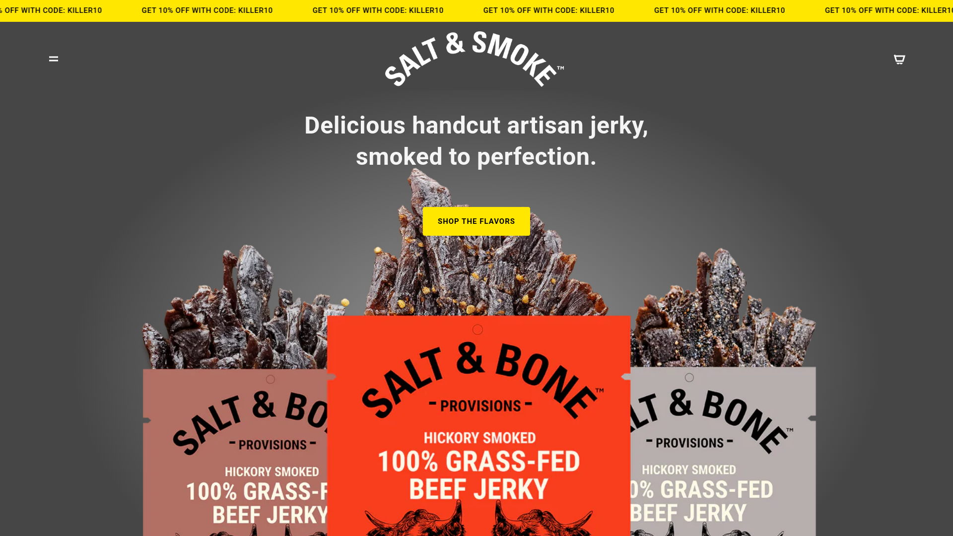 website screenshot of https://saltandboneprovisions.com/