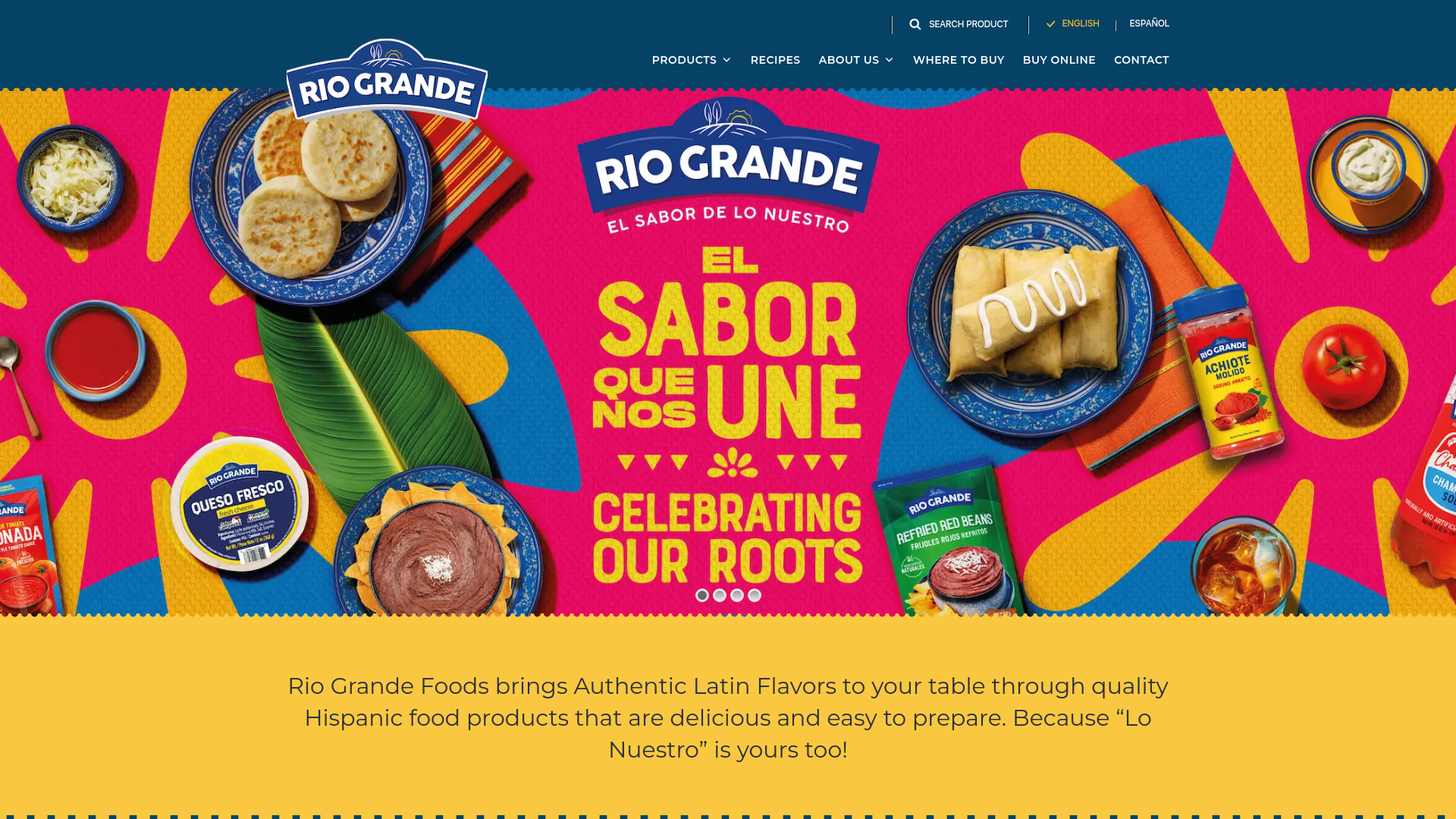 website screenshot of https://riograndefoods.com/