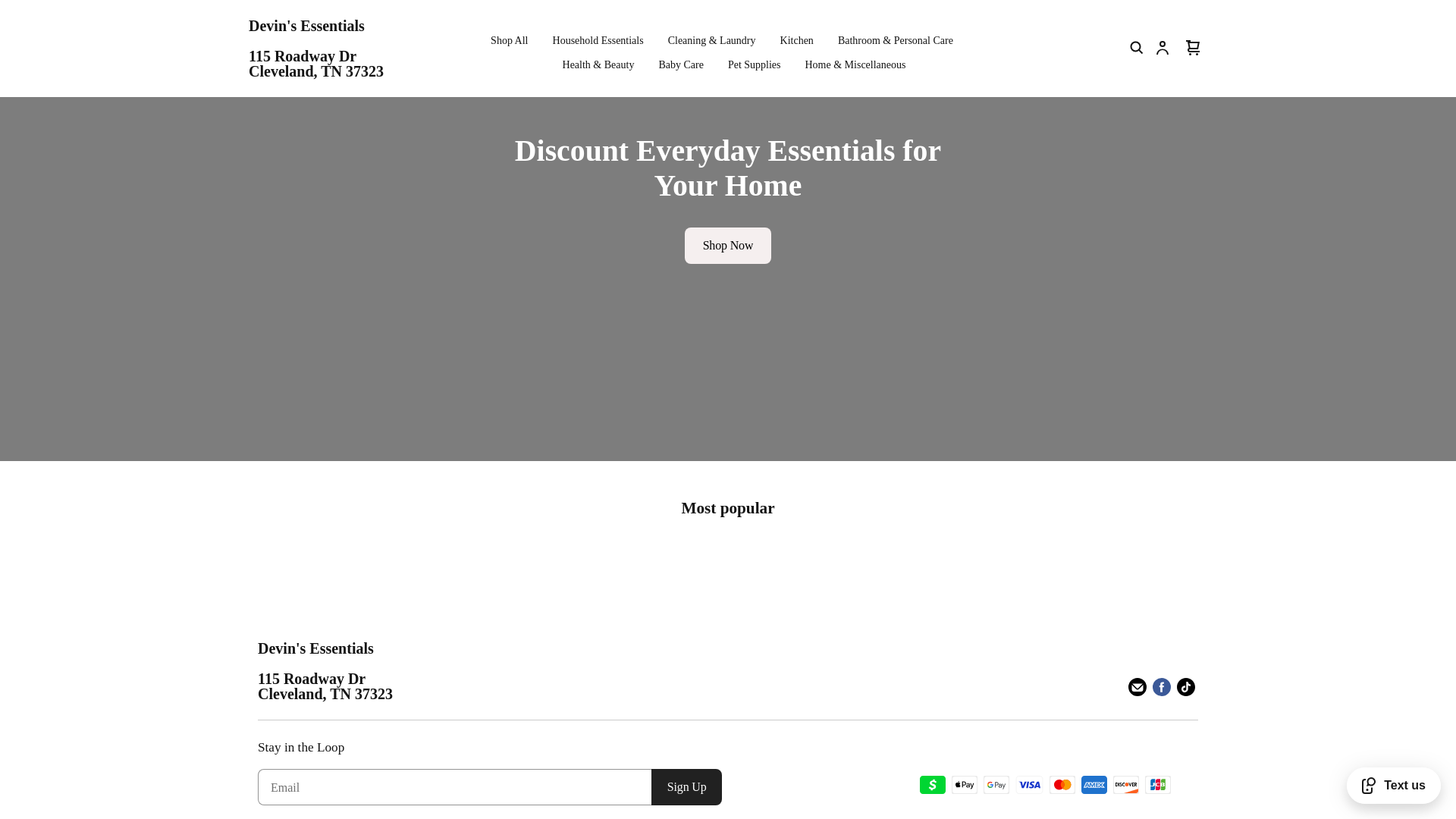 website screenshot of https://devinsessentials.com/