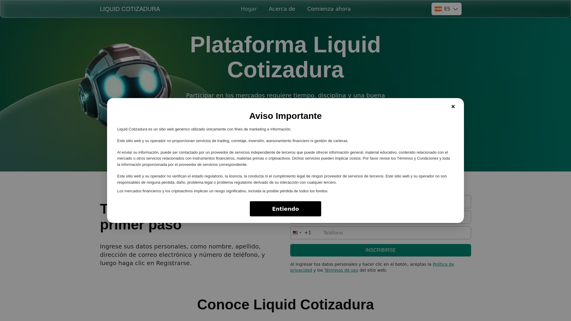 website screenshot of https://liquidcotizadura-es.live