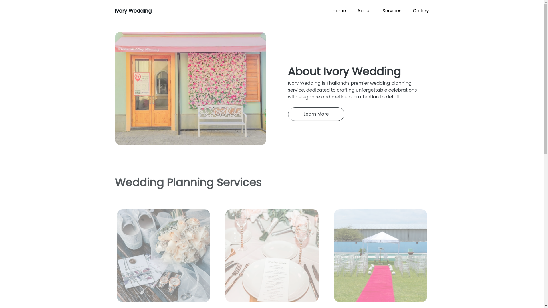 website screenshot of https://ivoryweddingthailand.com/