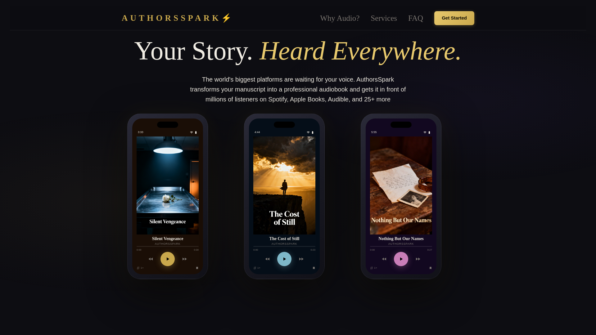 website screenshot of https://authorsspark.com/