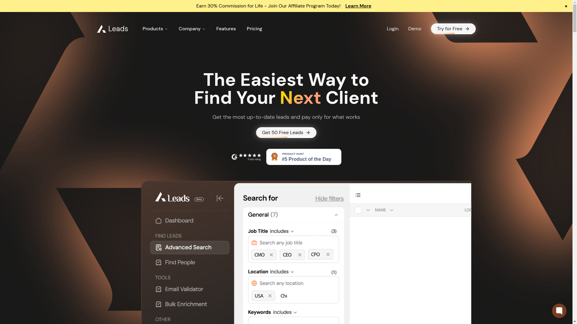 website screenshot of https://cloudaleads.co/