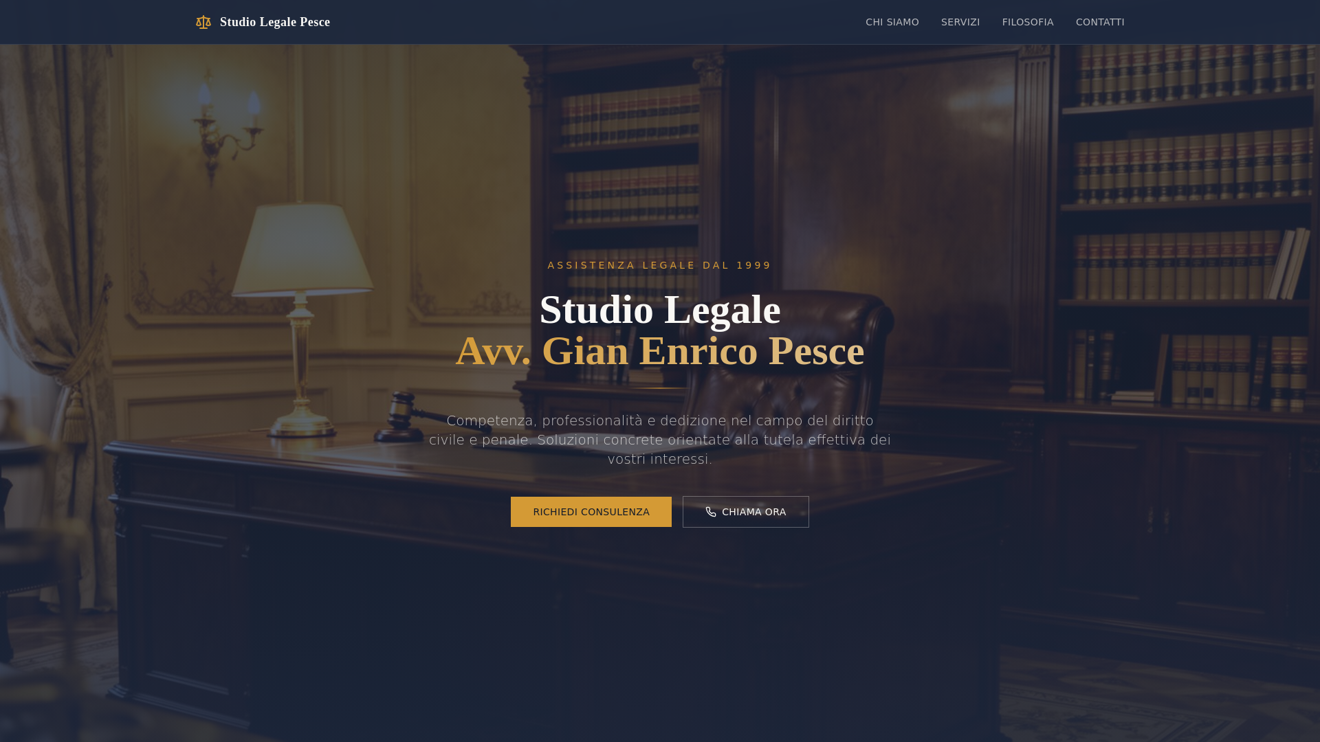 website screenshot of https://pescestudiolegale.it/
