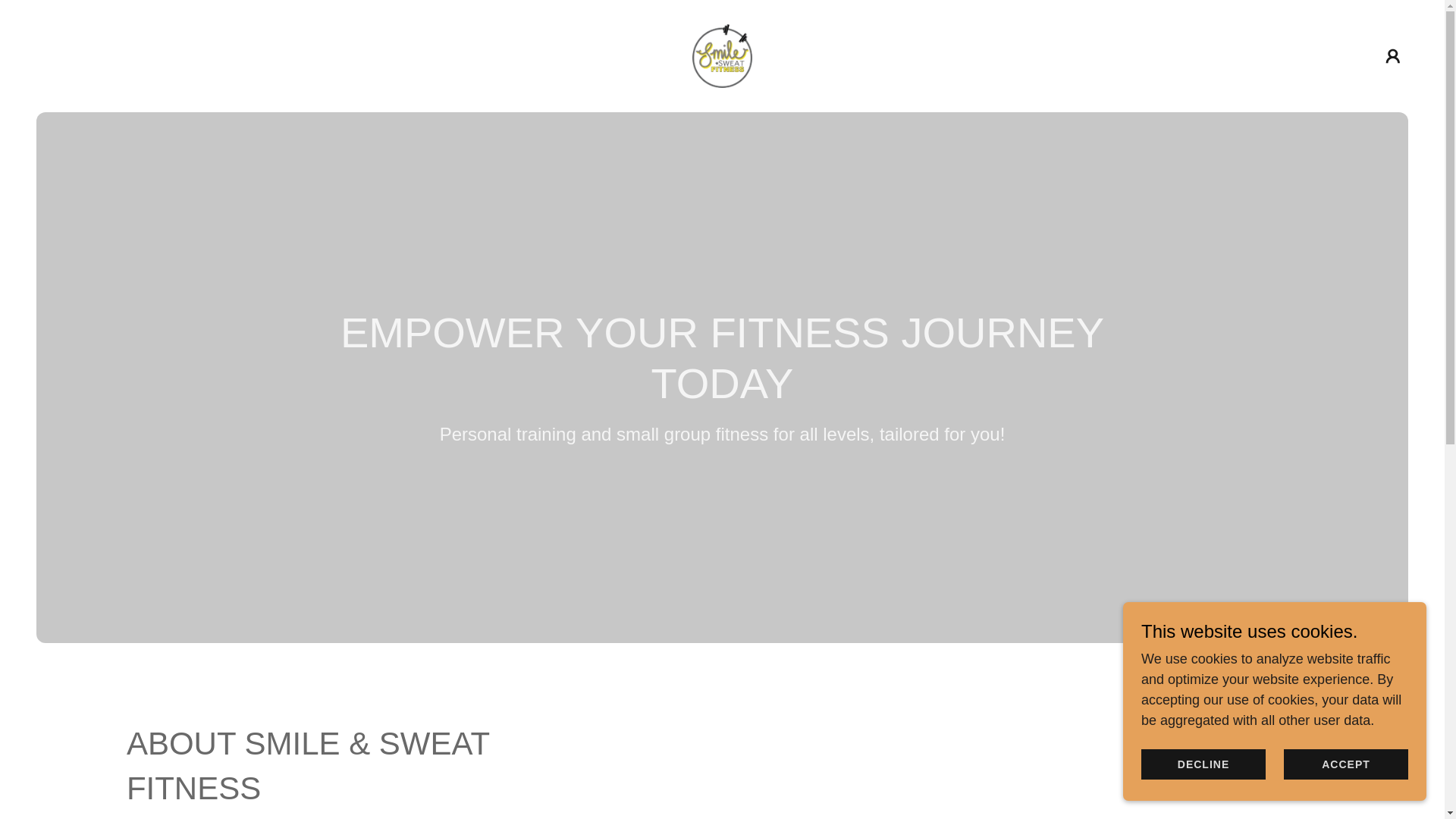 website screenshot of https://smileandsweatfitness.com/