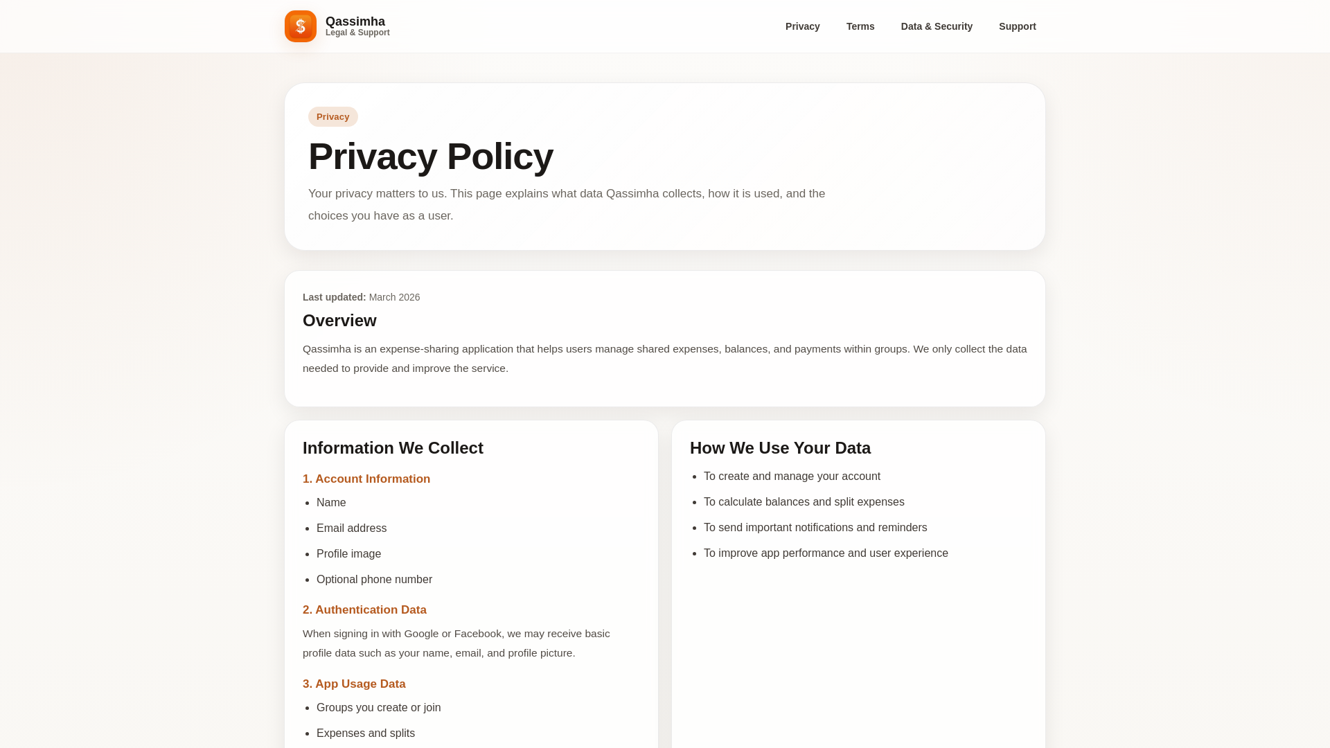 website screenshot of https://qassimha.app/