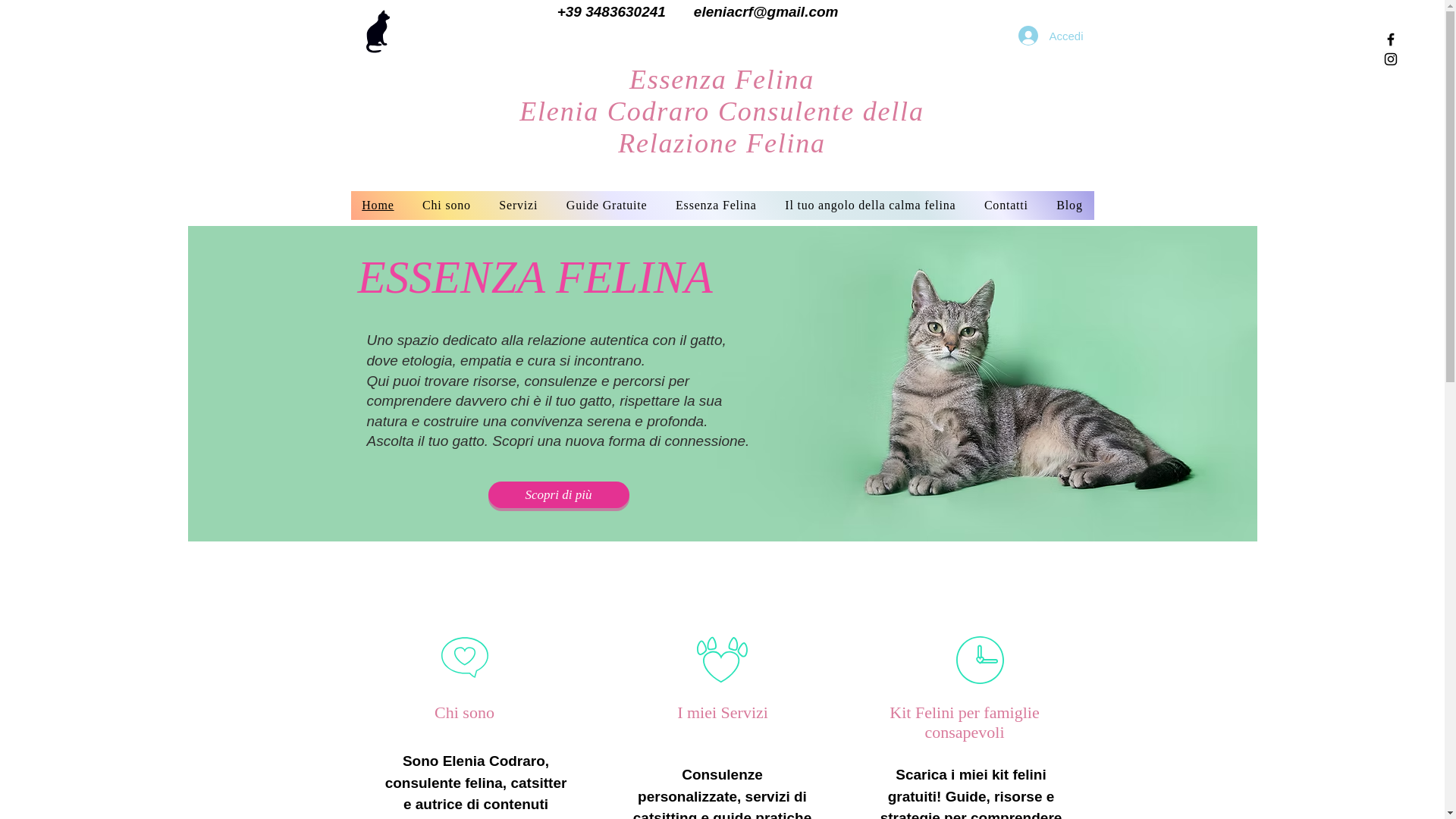 website screenshot of https://eleniaessenzafelina.com/