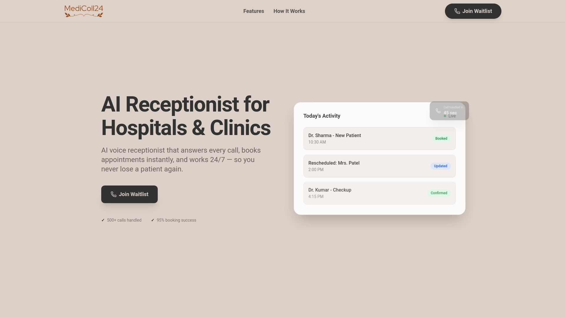 website screenshot of https://medicoll24.com/