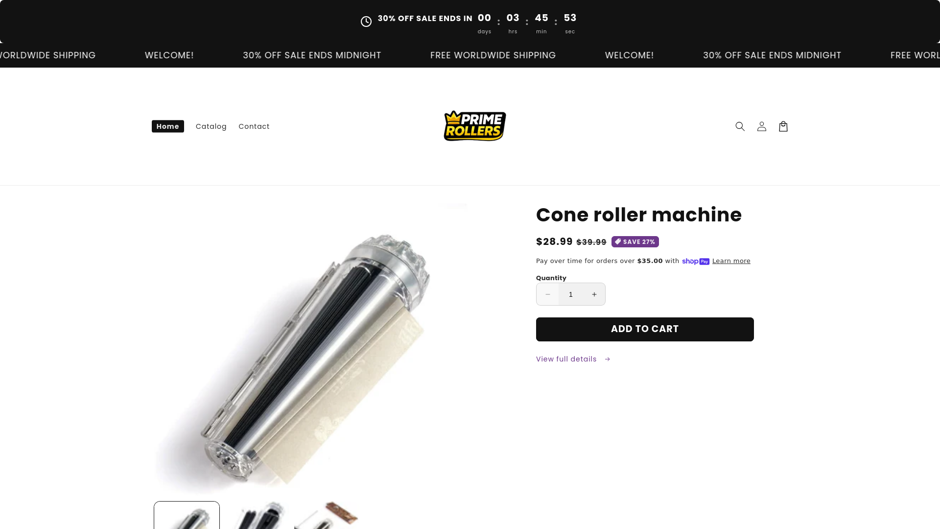 website screenshot of https://primerollers.shop/