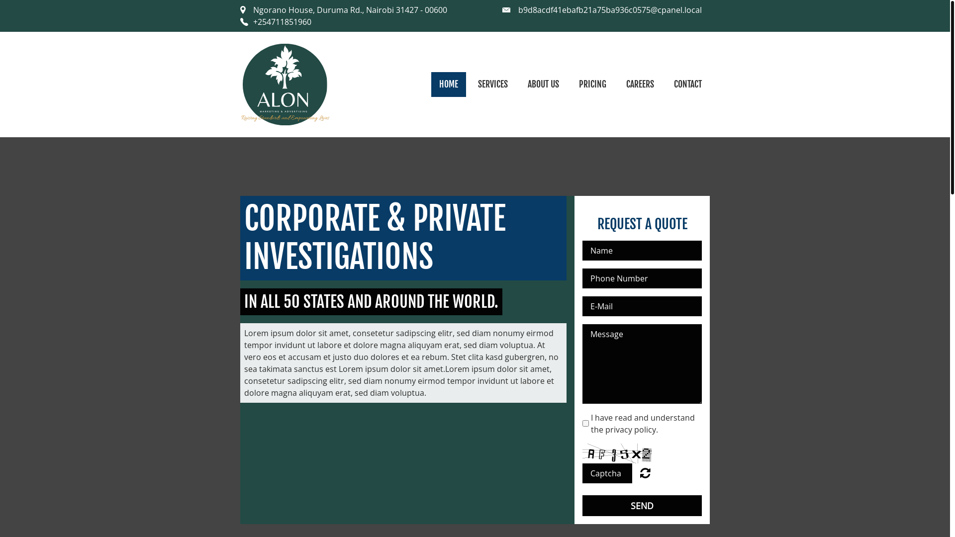 website screenshot of https://alonmarketing.co.ke/