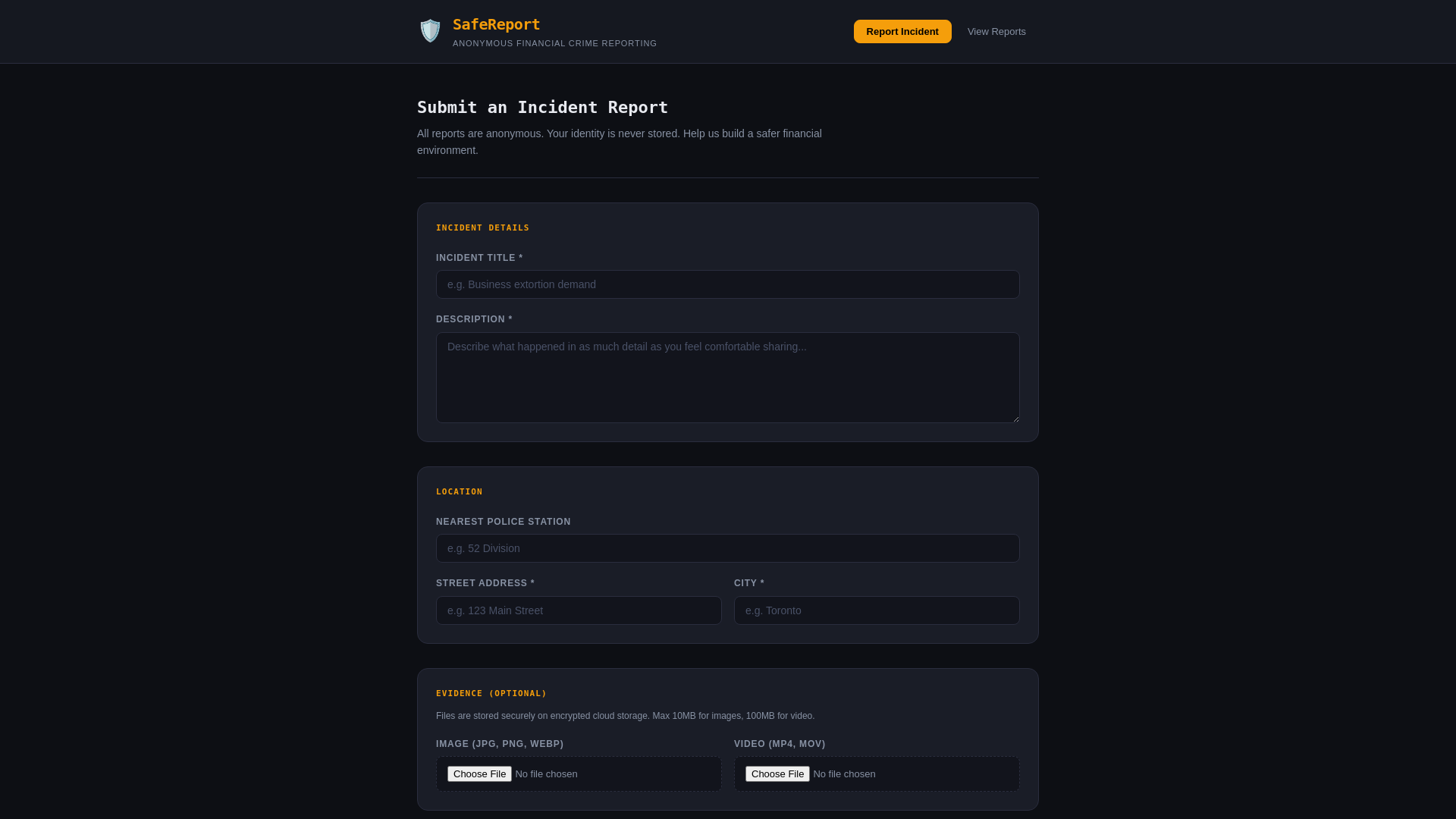 website screenshot of https://report-extortion.info/