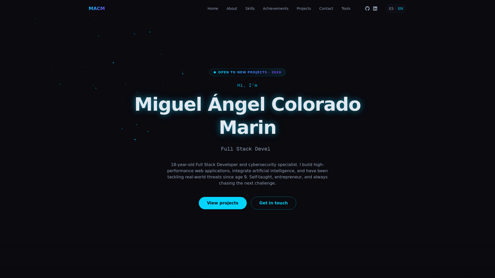 website screenshot of https://miguelacm.es/