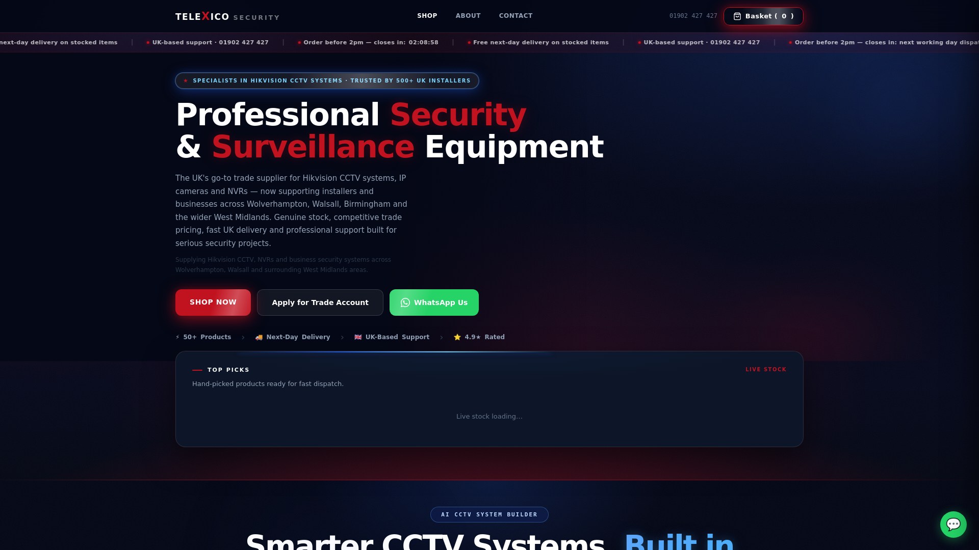 website screenshot of https://telexicosecurity.com