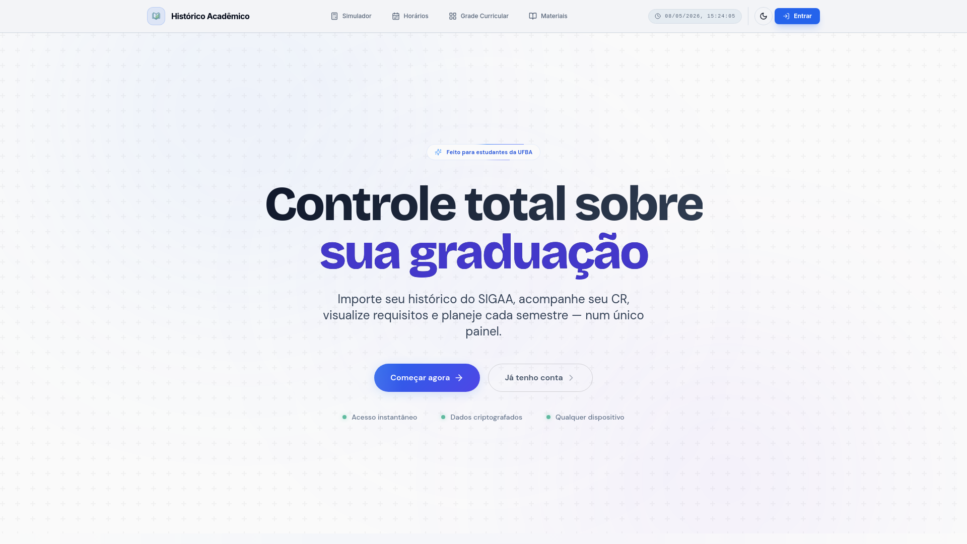 website screenshot of https://historicoacademico.com.br/