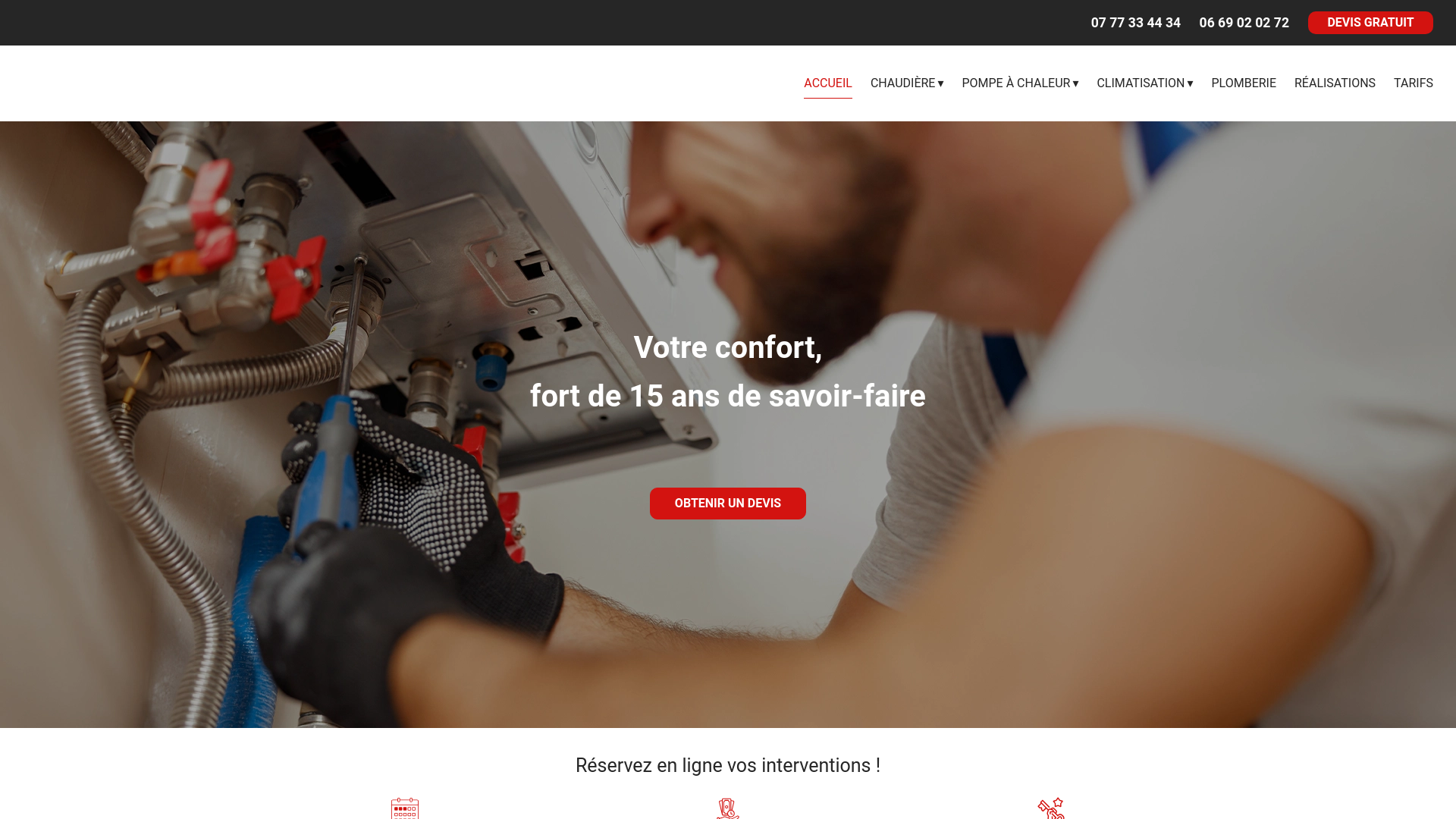 website screenshot of https://elitherm-chauffagiste.fr