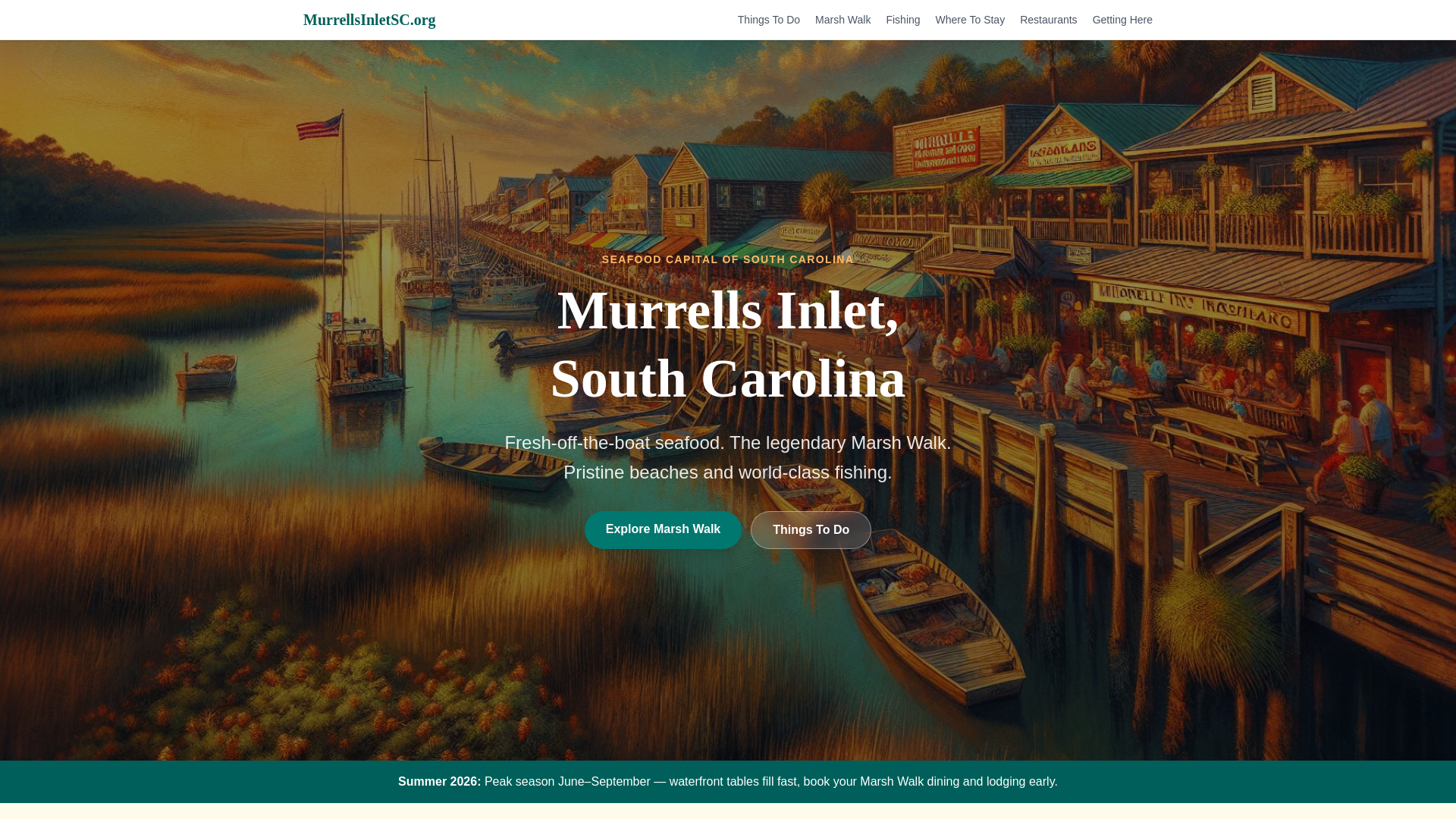 website screenshot of https://murrellsinletsc.org/