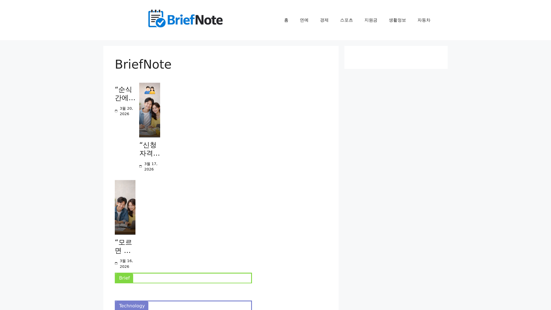 website screenshot of https://briefnote.kr/