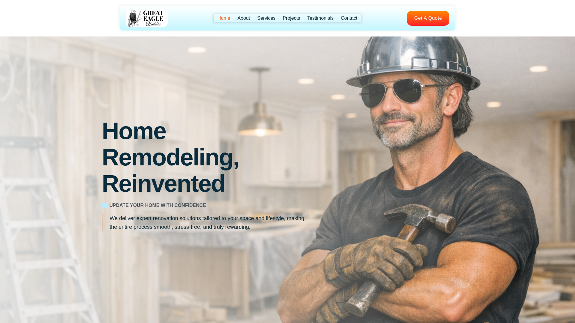 website screenshot of https://greateaglebuilders.com/