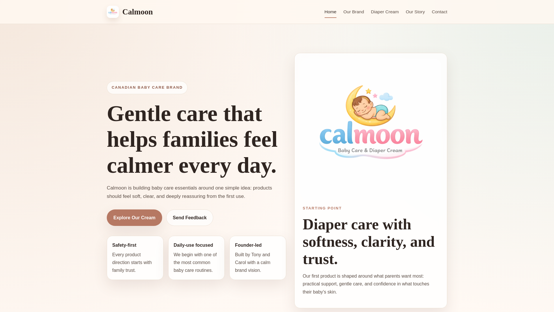 website screenshot of https://calmoon.ca/
