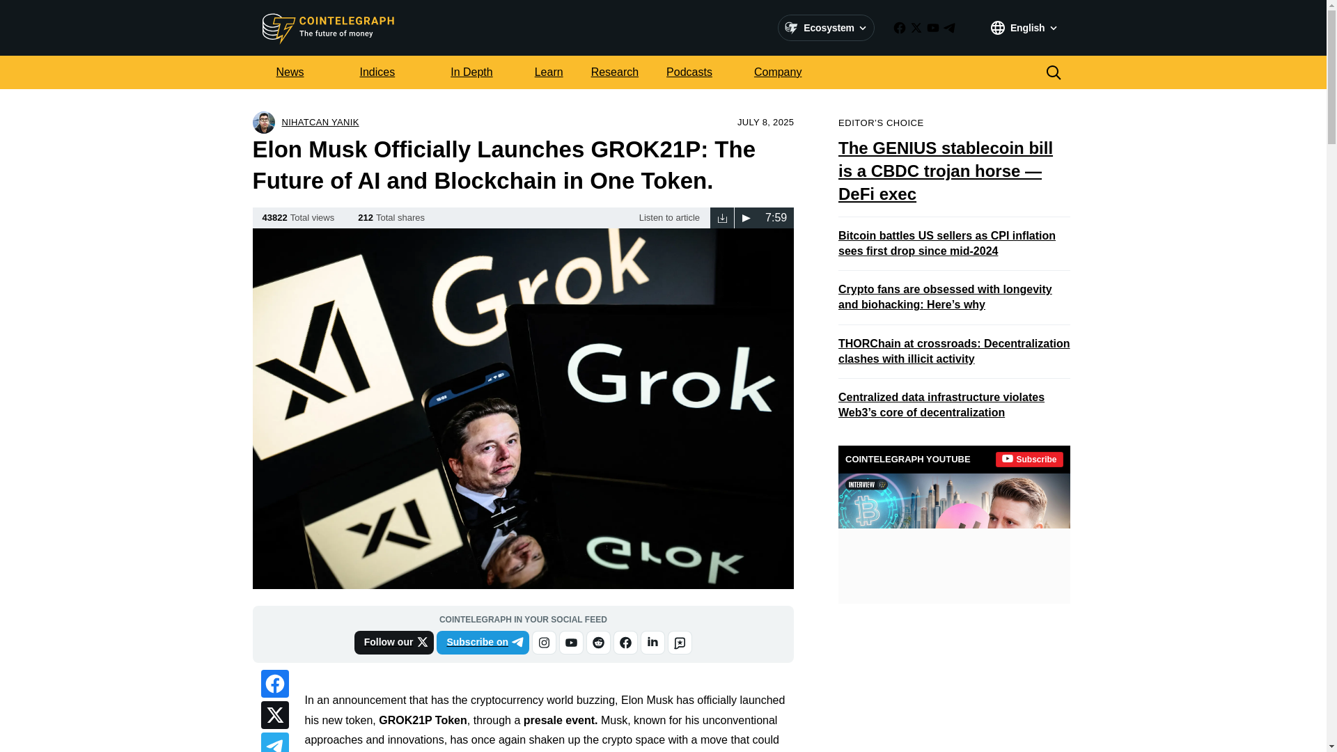 website screenshot of https://grok21p-cointelegraph.com/