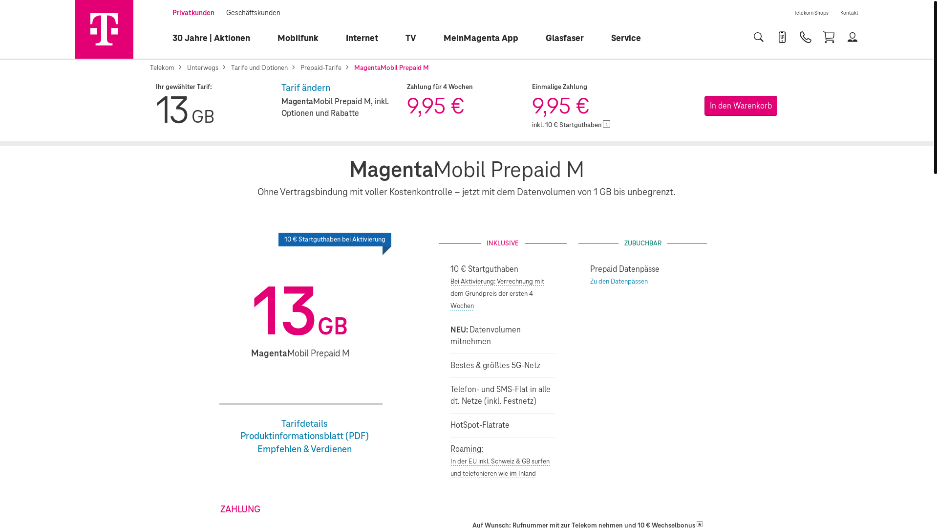 website screenshot of https://www.telekom.de/unterwegs/tarife-und-optionen/prepaid-tarife/magentamobil-prepaid-m