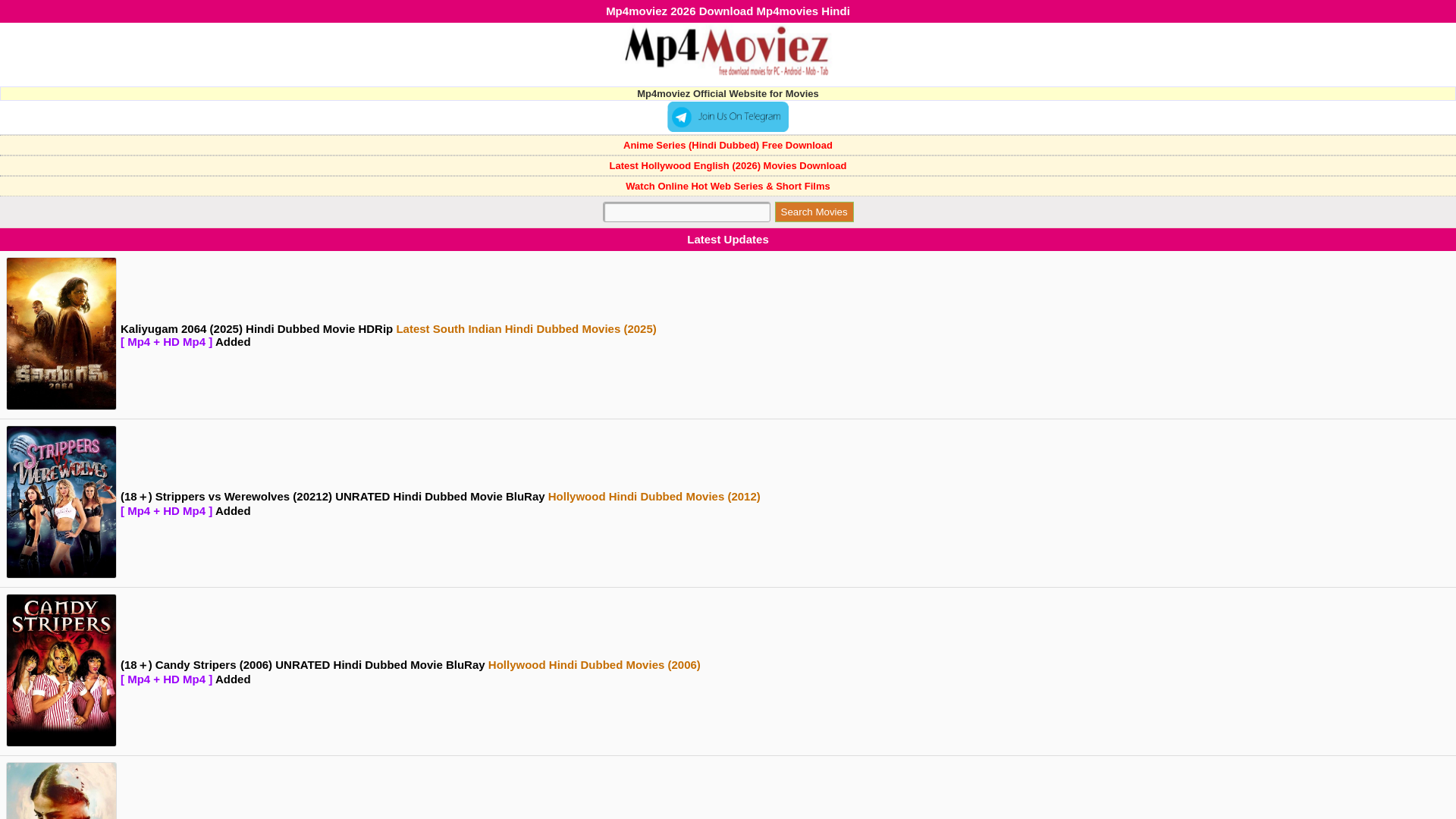 website screenshot of https://www.mp4moviez.scot