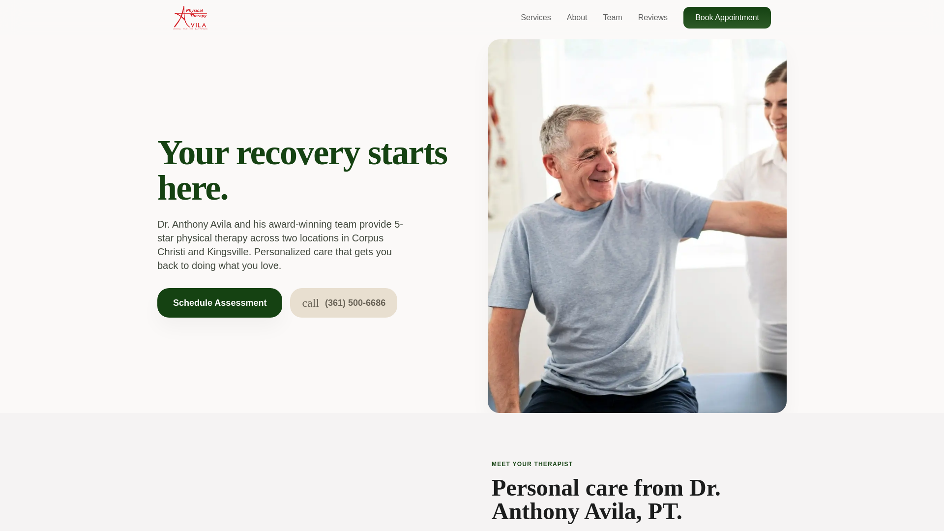 website screenshot of https://avila-physical-therapy.pages.dev/