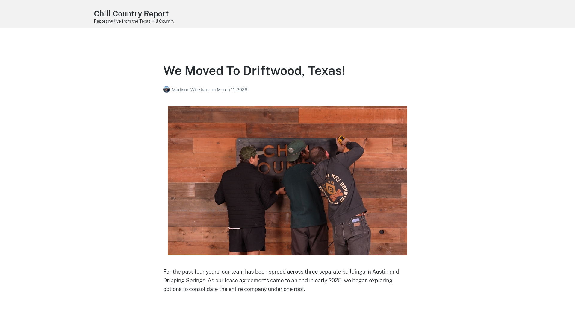 website screenshot of https://chillcountryreport.com/