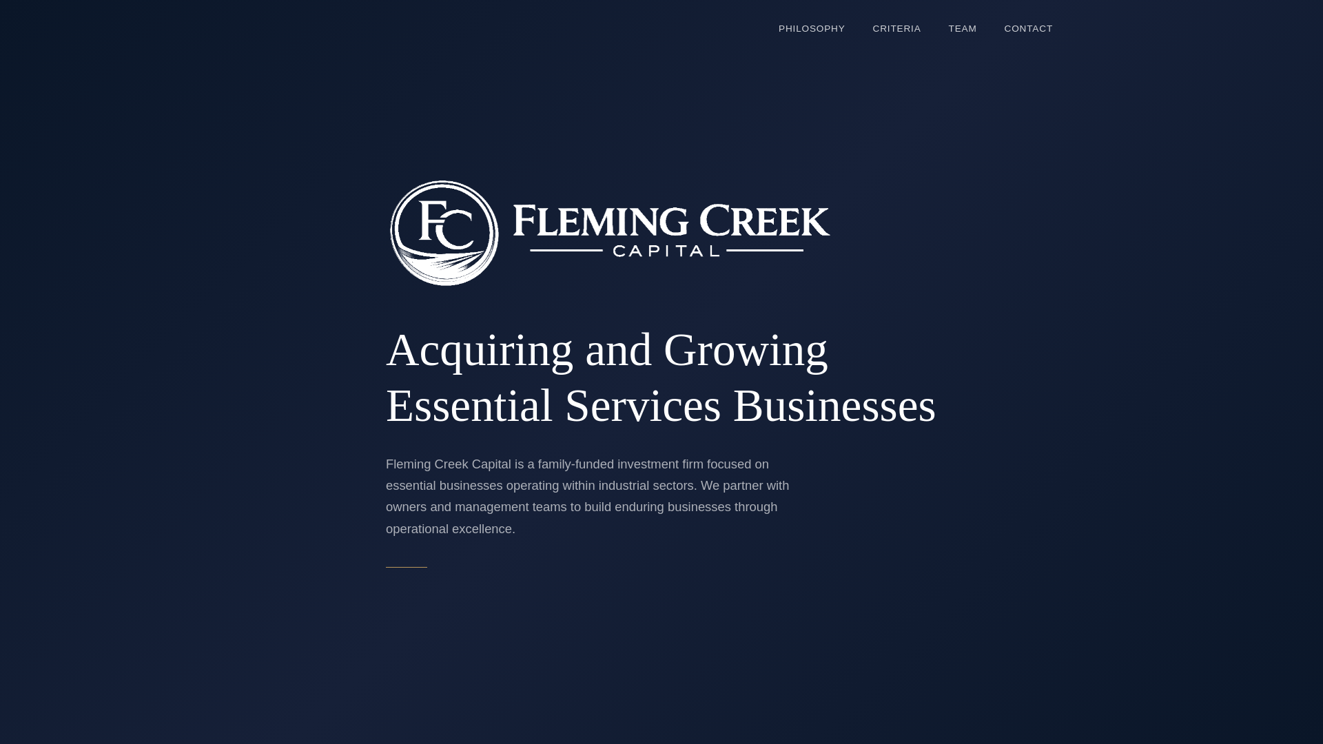 website screenshot of https://flemingcreekcapital.com/