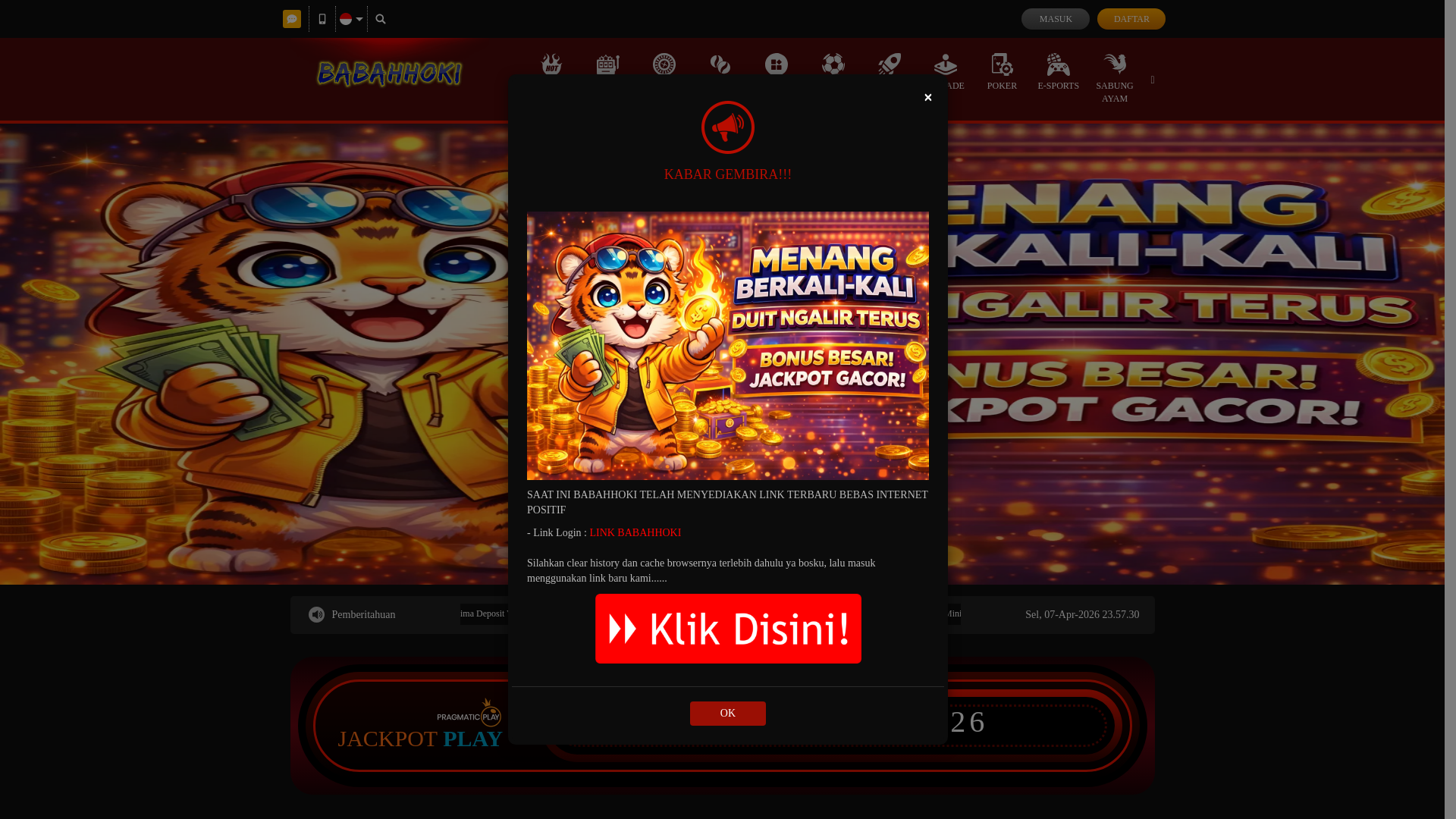 website screenshot of https://babahhoki.net/