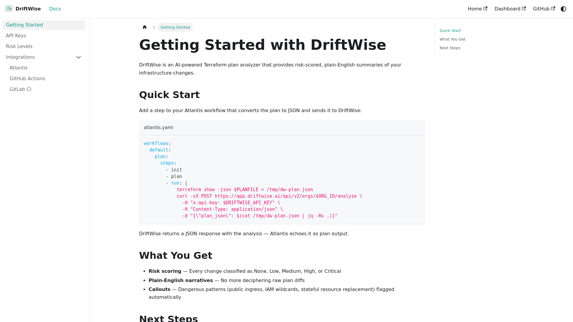 website screenshot of https://driftwise-docs-dev.pages.dev/