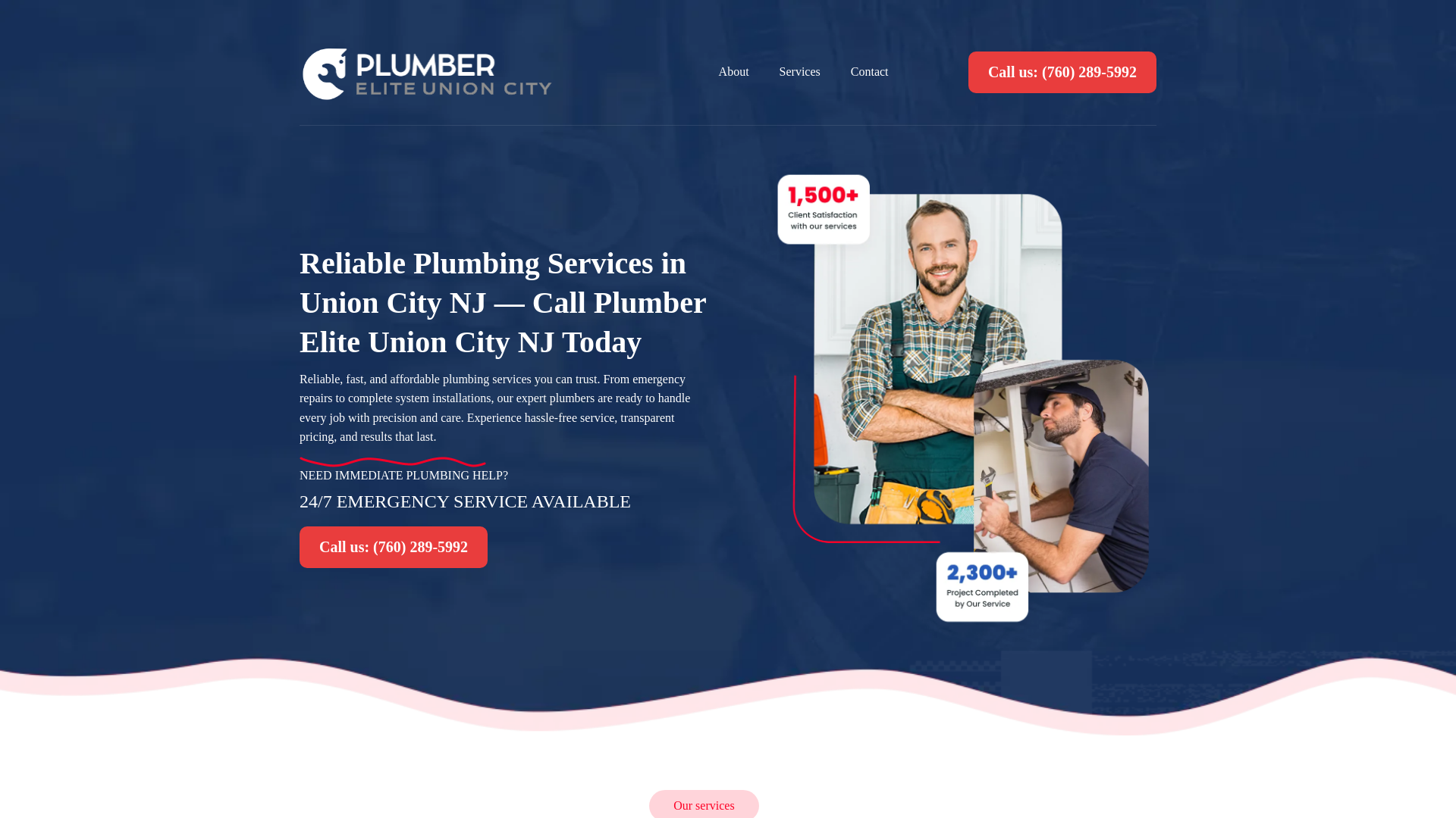 website screenshot of https://plumbereliteunioncity.com/