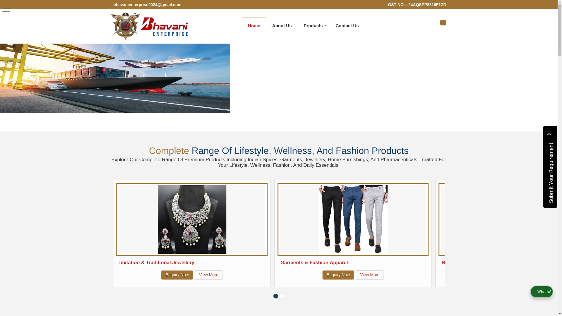 website screenshot of https://bhavanienterpriseindia.in/