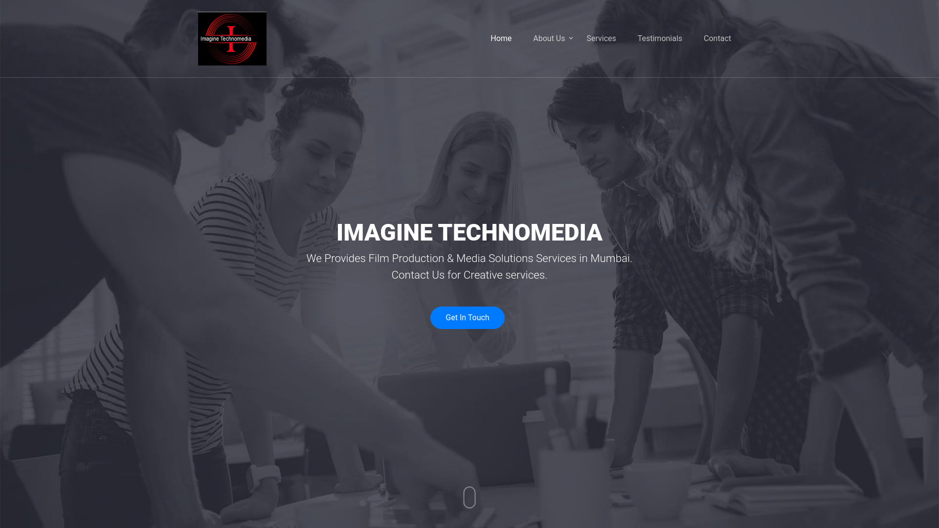 website screenshot of https://imaginetechnomedia.in/