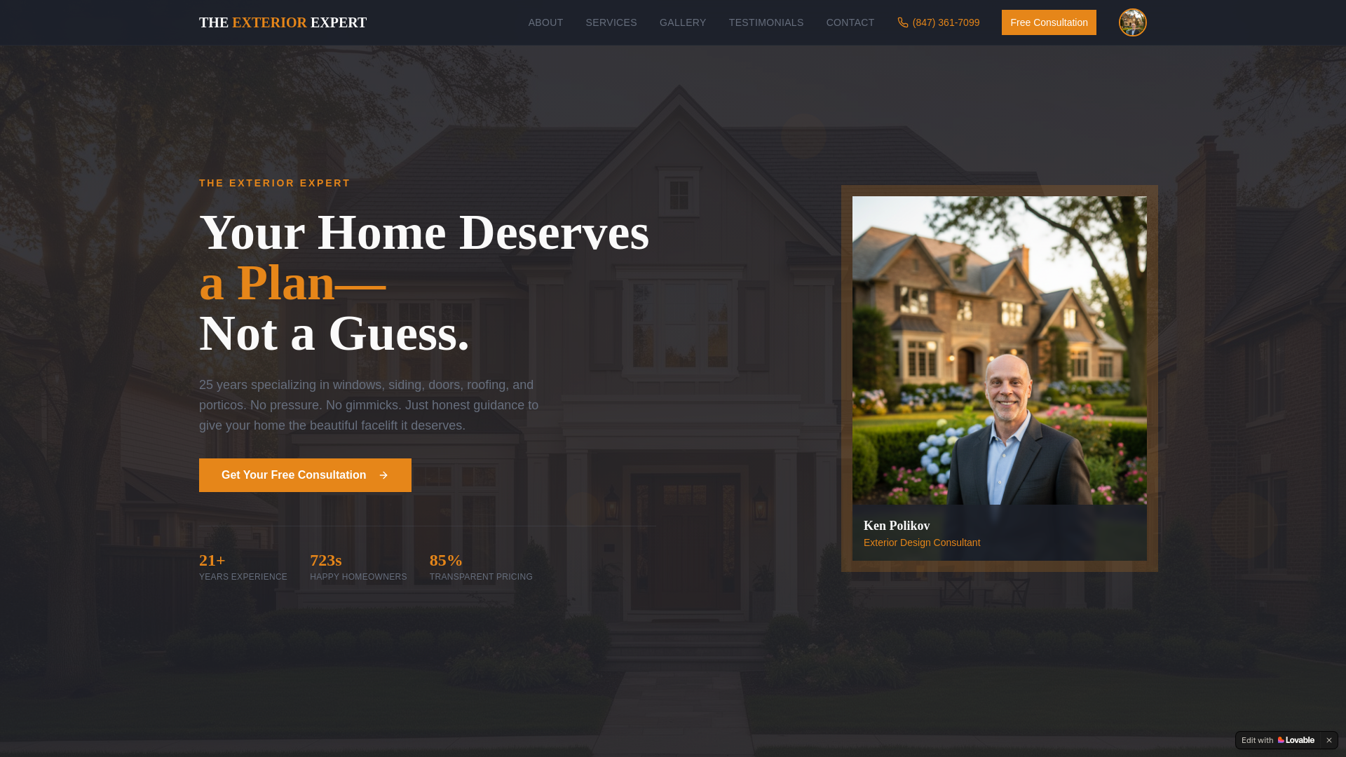 website screenshot of https://myexteriorexpert.com/