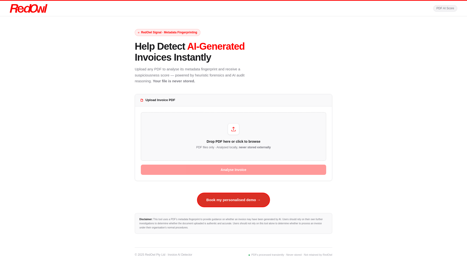 website screenshot of https://invoice-ai-detection.pages.dev/