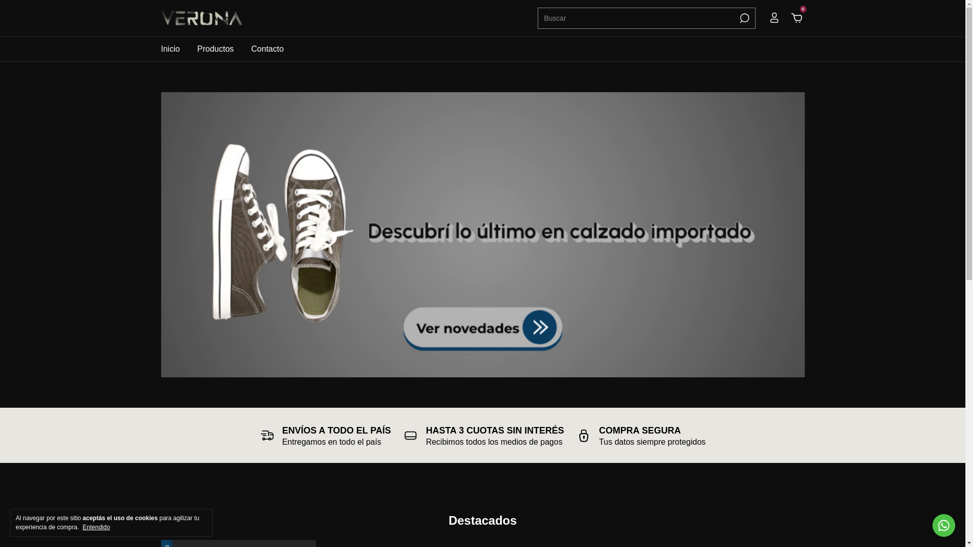 website screenshot of https://veronaimport.com.ar/