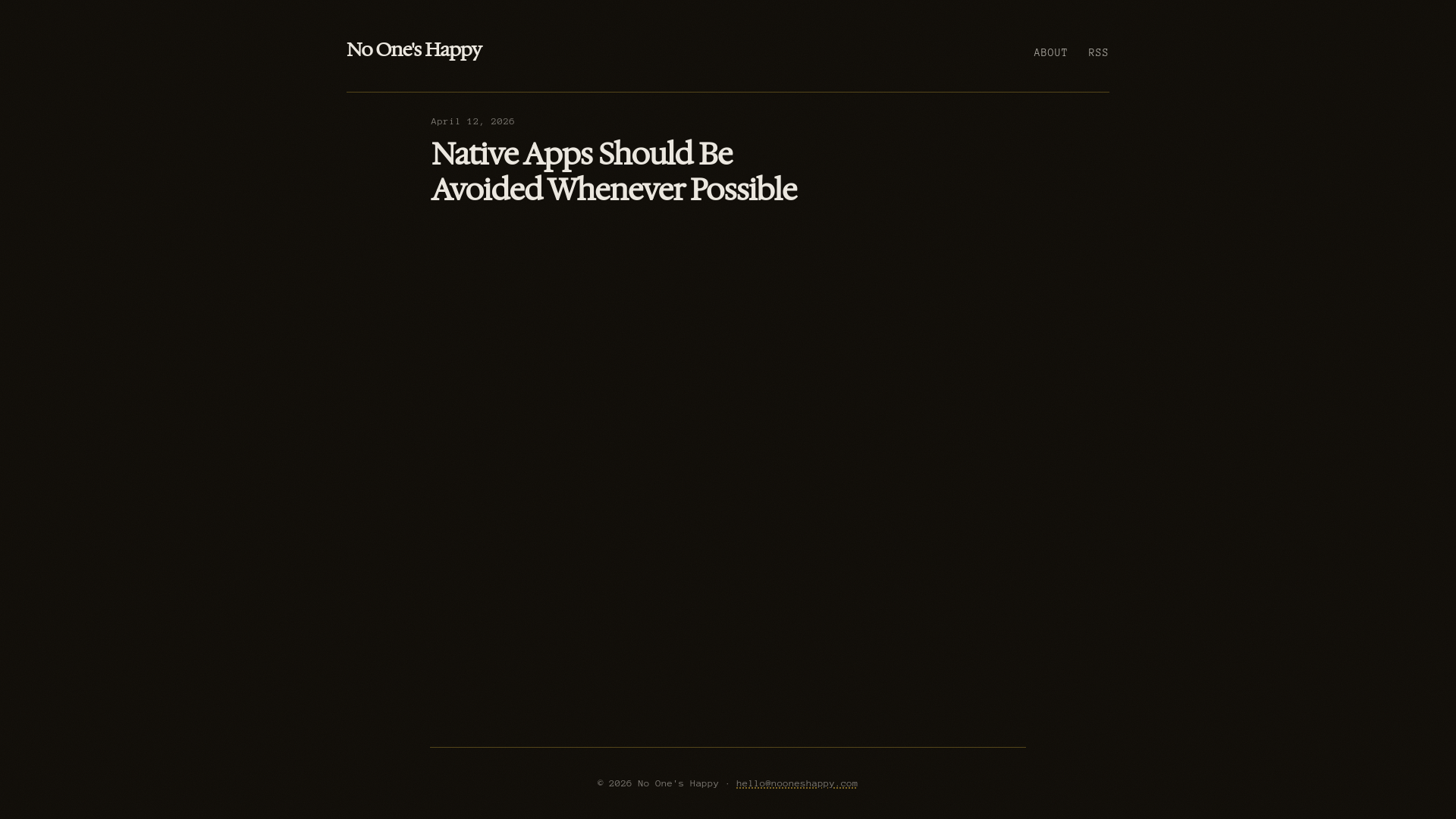 website screenshot of https://nooneshappy.com/