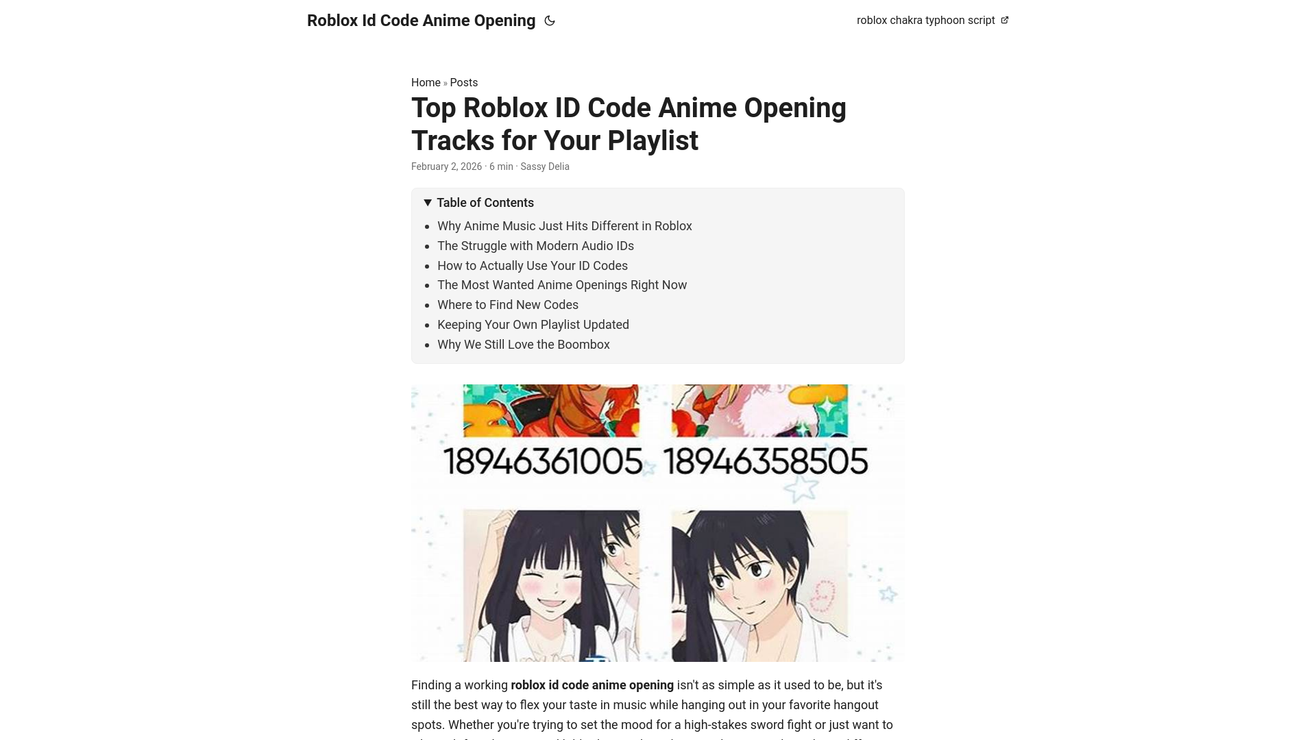 website screenshot of https://roblox-id-code-anime-opening.pages.dev/